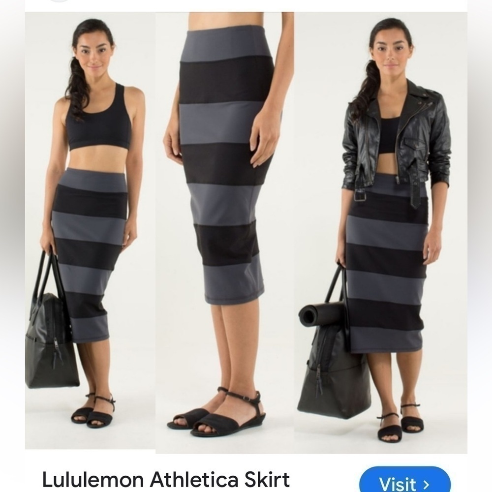 lululemon athletica Black and Gray Striped Skirt
